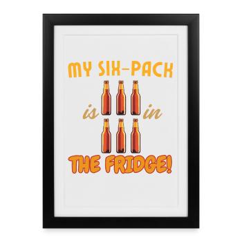 Six packs dans le frigo - Affiche encadrée (27 × 37 cm) - noir - Devant
