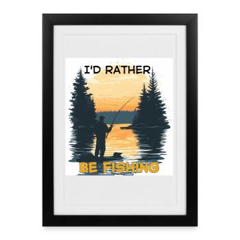 JE PRÉFÈRE PÊCHER AU COUCHER DU SOLEIL - Affiche encadrée (27 × 37 cm) - noir - Devant