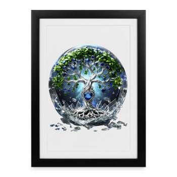 Ombre et lumière : l’arbre de vie mystique. - Affiche encadrée (27 × 37 cm) - noir - Devant