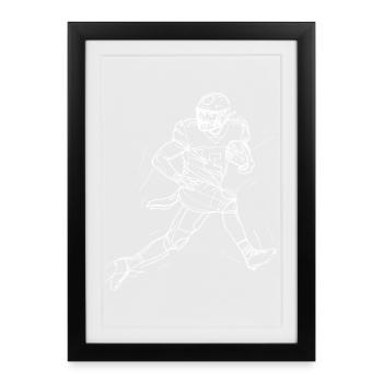 American Footballer Line Art - Framed poster (27 × 37 cm) - black - Front