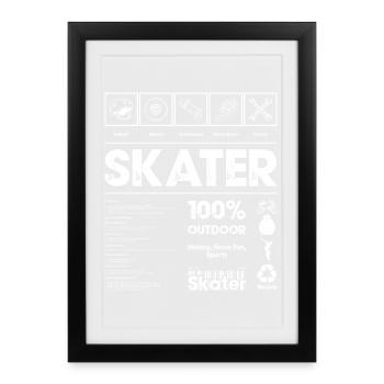 Skateboard Outdoor Print audacieux - Affiche encadrée (27 × 37 cm) - noir - Devant