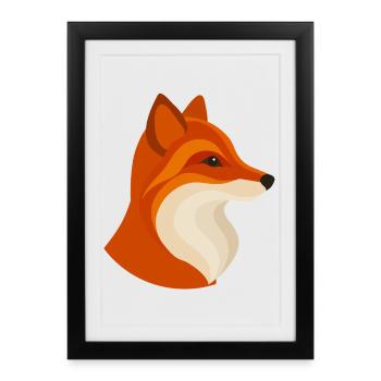Renard moderne – géométrique et élégant - Affiche encadrée (27 × 37 cm) - noir - Devant