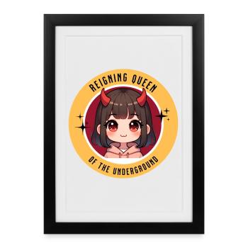 Cute Anime Little Devil Kawaii Queen Anime Style - Framed poster (27 × 37 cm) - black - Front