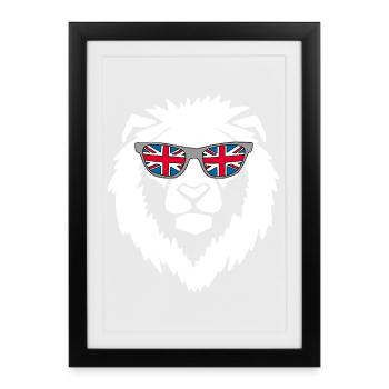 Lion du Royaume-Uni blanc - Affiche encadrée (27 × 37 cm) - noir - Devant