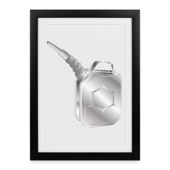 Bidon de carburant avec goulot de remplissage – Aspect métallique - Affiche encadrée (27 × 37 cm) - noir - Devant