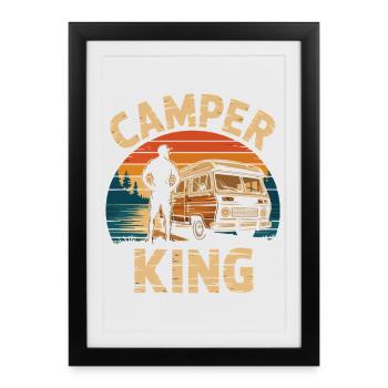 Vintage Camper King Sunset Design - Framed poster (27 × 37 cm) - black - Front