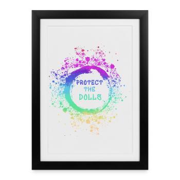 trans, fierté, LGBT, regenbogen, protégez les poupées - Affiche encadrée (27 × 37 cm) - noir - Devant