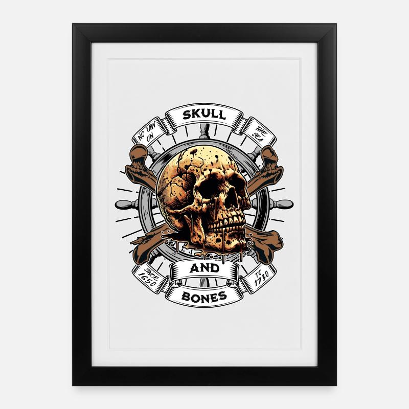 Crâne et os Pirate - Affiche encadrée (27 × 37 cm) - noir