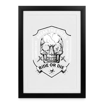 Motard Motard Chopper Briser les règles - Affiche encadrée (27 × 37 cm) - noir - Devant