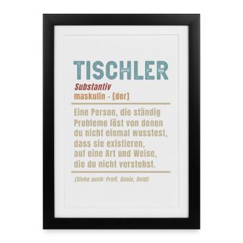 Charpentier Définition Charpentier Signifiant Artisanat - Affiche encadrée (27 × 37 cm) - noir - Devant