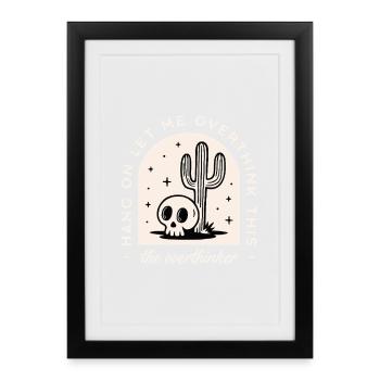 Trop penseur drôle trop réfléchir humour noir sorcière - Affiche encadrée (27 × 37 cm) - noir - Devant