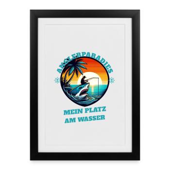 Fishing paradise sunset - Framed poster (27 × 37 cm) - black - Front