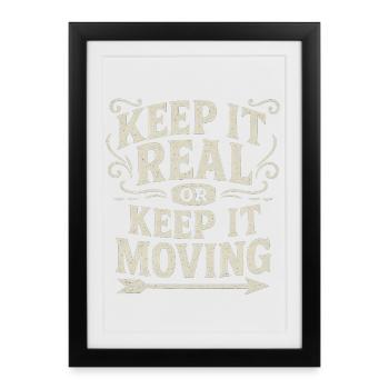 Citation de motivation « Gardez les pieds sur terre » - Affiche encadrée (27 × 37 cm) - noir - Devant
