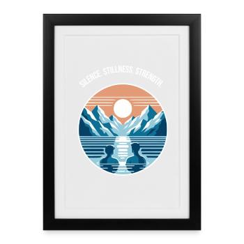 Bain de glace avec un panorama de montagne Régénération Bien-être - Affiche encadrée (27 × 37 cm) - noir - Devant