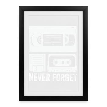 Cassette vintage n’oubliez jamais - Affiche encadrée (27 × 37 cm) - noir - Devant