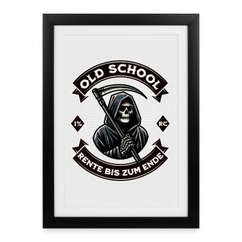 Motard Motard Retraité - Pension jusqu’au bout - Affiche encadrée (27 × 37 cm) - noir - Devant