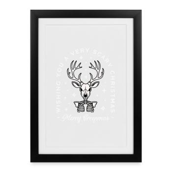 Creepy Christmas gothic spooky reindeer skeleton - Framed poster (27 × 37 cm) - black - Front