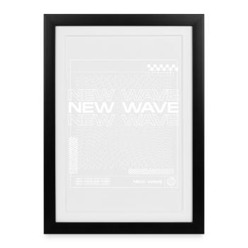 New Wave music Line Abstract Design - Framed poster (27 × 37 cm) - black - Front