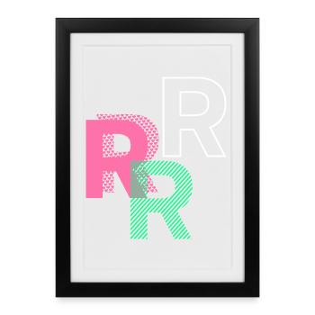 Lettre R - Affiche encadrée (27 × 37 cm) - noir - Devant