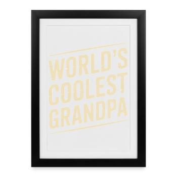 Le monde le plus cool grand-père grand-père disant vintage - Affiche encadrée (27 × 37 cm) - noir - Devant