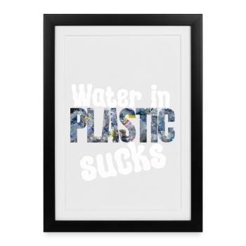 Water in plastic is annoying - Framed poster (27 × 37 cm) - black - Front