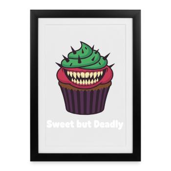 Cupcake sucré mais mortel - Affiche encadrée (27 × 37 cm) - noir - Devant
