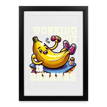 Banane Musclée: Entraînement Bananas - Affiche encadrée (27 × 37 cm) - noir - Devant