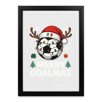 Merry Goalmas Italie - Humour Football Drôle - Affiche encadrée (27 × 37 cm) - noir - Devant