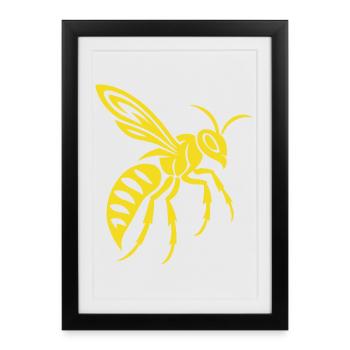 Yellow wasp silhouette on black - Framed poster (27 × 37 cm) - black - Front