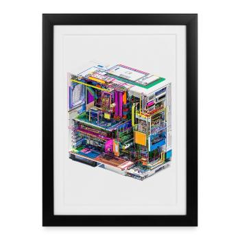 Colorful inner workings of a computer - Framed poster (27 × 37 cm) - black - Front