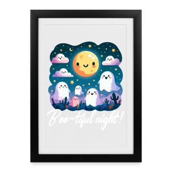Nuit Boo adorable des fantômes - Affiche encadrée (27 × 37 cm) - noir - Devant