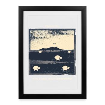 Psaume 23 Le Seigneur est mon berger - Affiche encadrée (27 × 37 cm) - noir - Devant