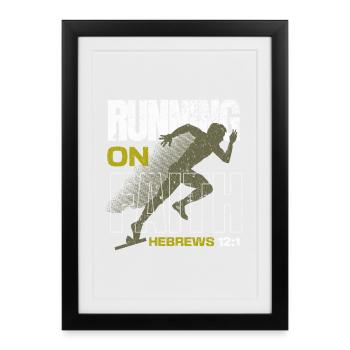 🏃‍♂️Green “Running on Faith – Hebrews 12:1” - Framed poster (27 × 37 cm) - black - Front
