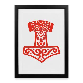 Marteau de Thor (rouge) - Affiche encadrée (27 × 37 cm) - noir - Devant