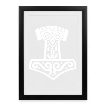 Marteau de Thor (blanc) - Affiche encadrée (27 × 37 cm) - noir - Devant