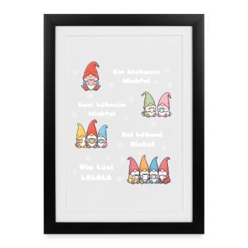 Gnome de Noël Vin chaud - Affiche encadrée (27 × 37 cm) - noir - Devant