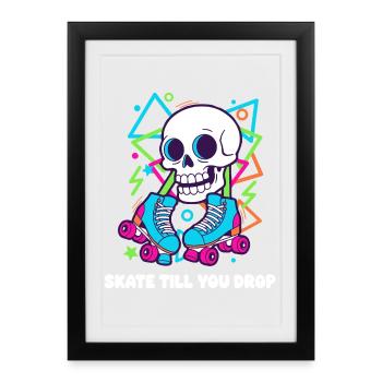 Skeleton Roller Neon Groove - Framed poster (27 × 37 cm) - black - Front
