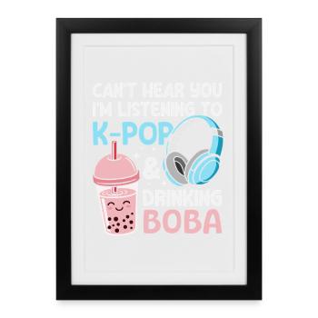 K-Pop Korean Pop Music Bubble Tea Boba - Framed poster (27 × 37 cm) - black - Front