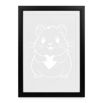 T-shirt hamster Cadeau - Affiche encadrée (27 × 37 cm) - noir - Devant