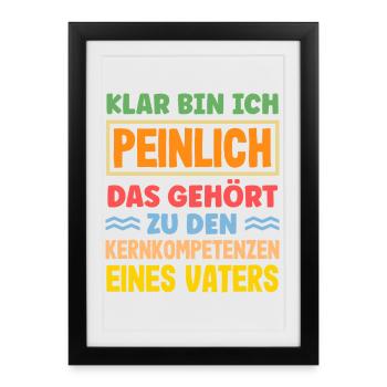 Drôle de cadeau de fête des pères papa bière - Affiche encadrée (27 × 37 cm) - noir - Devant