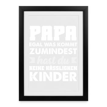 Drôle de cadeau de fête des pères papa bière - Affiche encadrée (27 × 37 cm) - noir - Devant