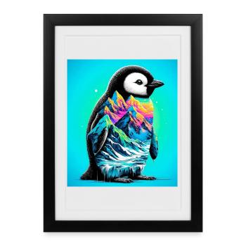 penguin - Framed poster (27 × 37 cm) - black - Front