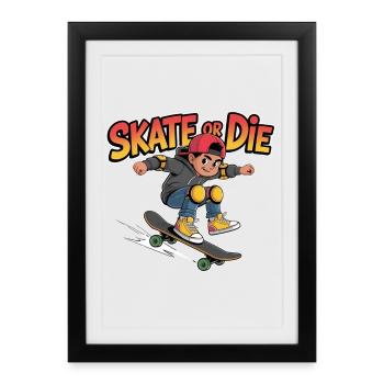 Skatehero Child – Colorful Skateboard Design - Framed poster (27 × 37 cm) - black - Front