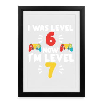 Funny 7 Years Birthday Gaming 7 67 - Framed poster (27 × 37 cm) - black - Front
