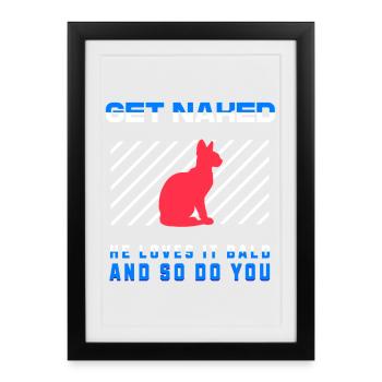Get Naked Sphynx Cat - Affiche encadrée (27 × 37 cm) - noir - Devant