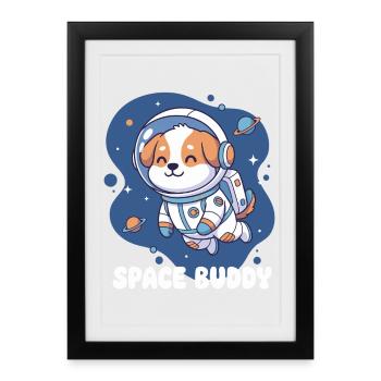 Space Buddy Astronaut Dog - Framed poster (27 × 37 cm) - black - Front