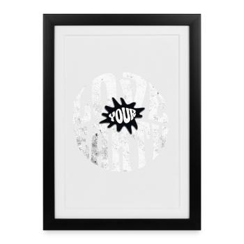Graphique rétro Love Your Earth - Affiche encadrée (27 × 37 cm) - noir - Devant