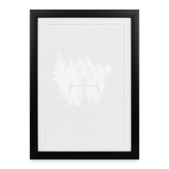 Vélo silhouette en forêt - Affiche encadrée (27 × 37 cm) - noir - Devant