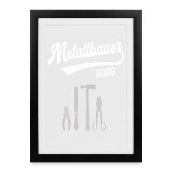 Stagiaire en métallurgie 2026 Profession d’apprentissage en construction métallique - Affiche encadrée (27 × 37 cm) - noir - Devant