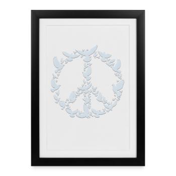 Colombes de la Paix dans le design du symbole de la Paix - Affiche encadrée (27 × 37 cm) - noir - Devant